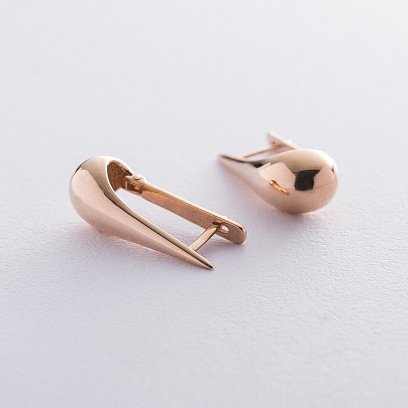 Серьги "Маленькие капельки" в красном золоте (2.6 см) с06421 №7