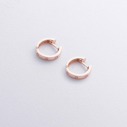 Серьги - кольца "Love" в красном золоте с09106 №7