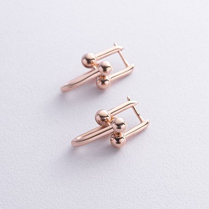 Серьги "Фантазия" в красное золоте с08792 №5