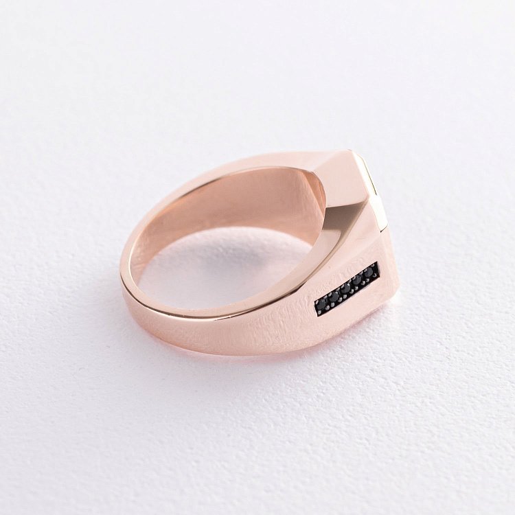 Чоловіча печатка в червоному золоті (фіаніти) к06191 від ювелірного магазину Онікс - 2