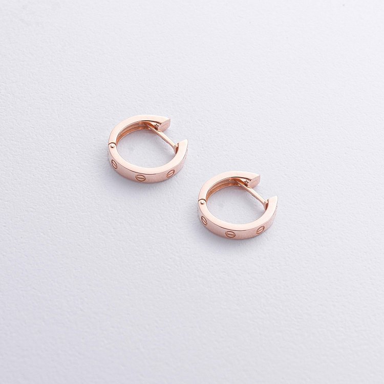 Серьги - кольца "Love" в красном золоте с09106 от ювелирного магазина Оникс - 6