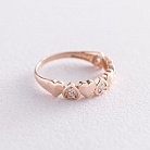Золотое кольцо "Сердечки" (фианиты) к05601 от ювелирного магазина Оникс