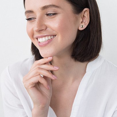 Сережки-пусети з жовтого золота с05447 №2