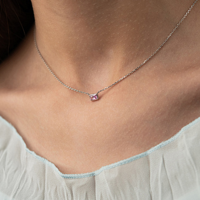 Серебряное колье "Karen" (розовый сапфир) 8200р-PSPH №4
