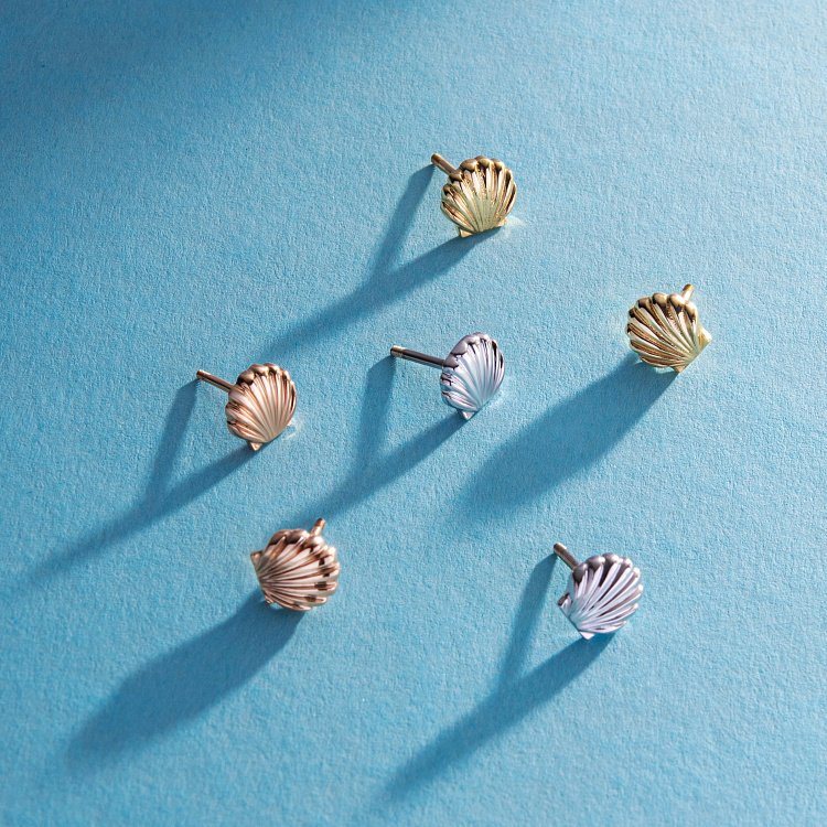 Сережки - пусети "Мушлі" в жовтому золоті с08464 від ювелірного магазину Онікс - 4