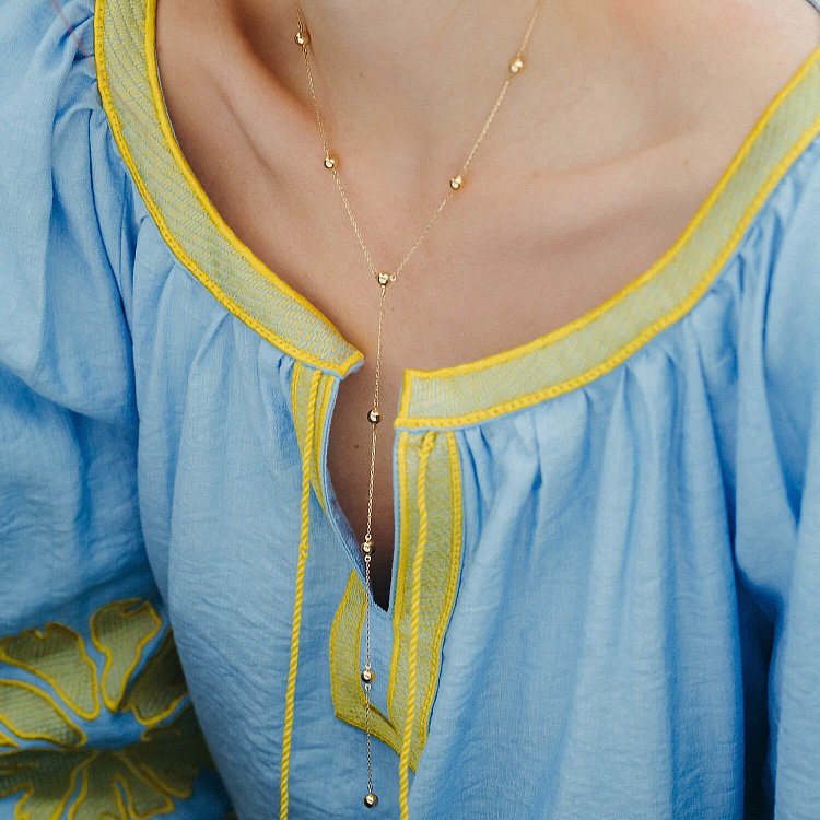 Колье "Шарики" в желтом золоте кол01950 от ювелирного магазина Оникс - 2