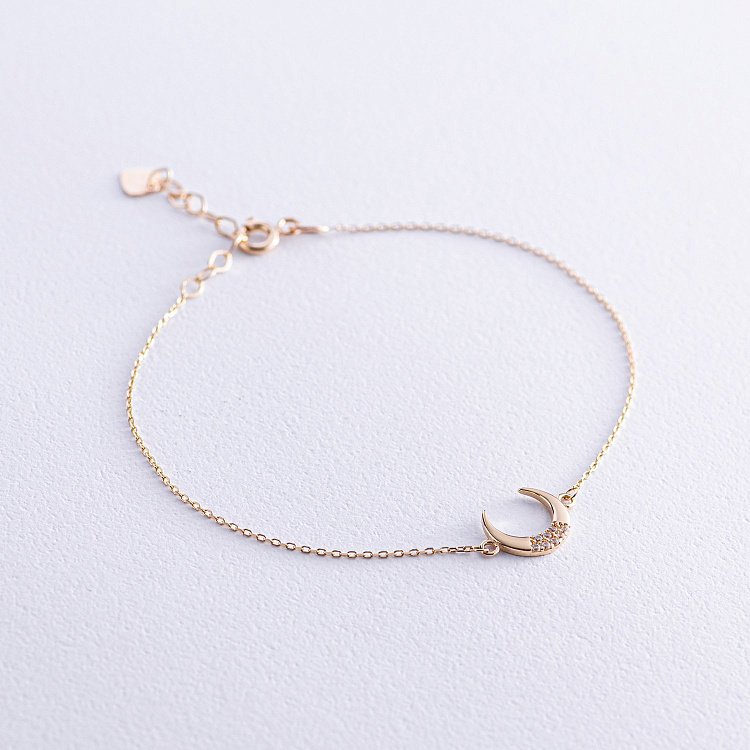 Браслет "Лунница" в желтом золоте (фианиты) б05099 от ювелирного магазина Оникс