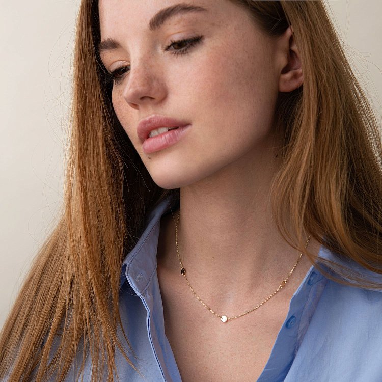 Колье "Монетки" в желтом золоте 860252М от ювелирного магазина Оникс - 1