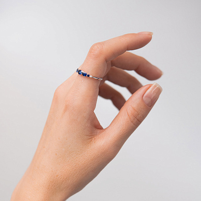 Золота каблучка з сапфірами і діамантами кб0676lg №6