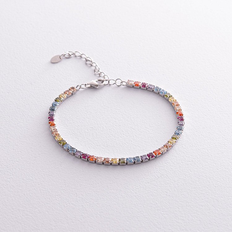 Серебряный браслет "Разноцветный" с фианитами 141632 от ювелирного магазина Оникс