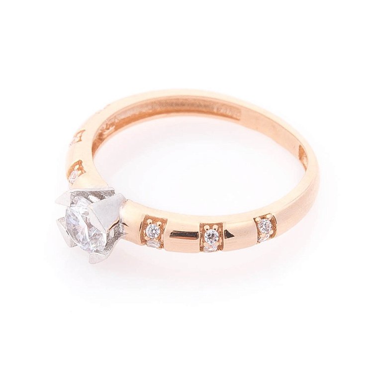 Золотое кольцо с фианитами к06087 от ювелирного магазина Оникс - 2