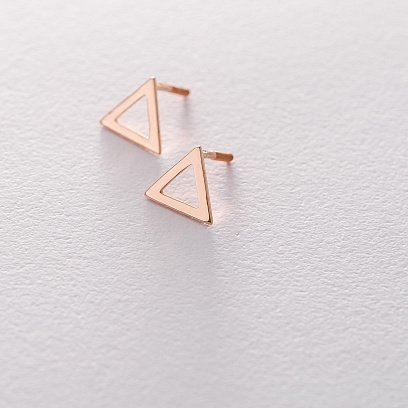 Золоті сережки-пусети "Трикутники" с06312 №12