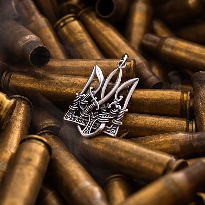 Підвіска "Тризуб із шаблями" у сріблі 133164 №2