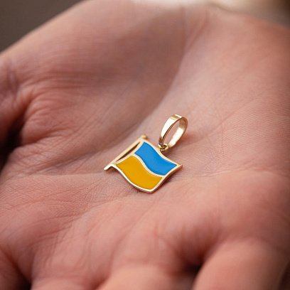 Підвіска "Прапор України" у жовтому золоті п03780 №6
