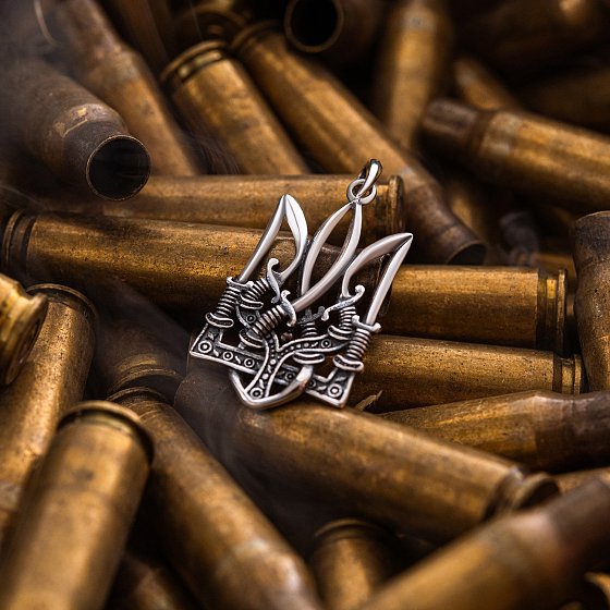 Підвіска "Тризуб із шаблями" у сріблі 133164 №2