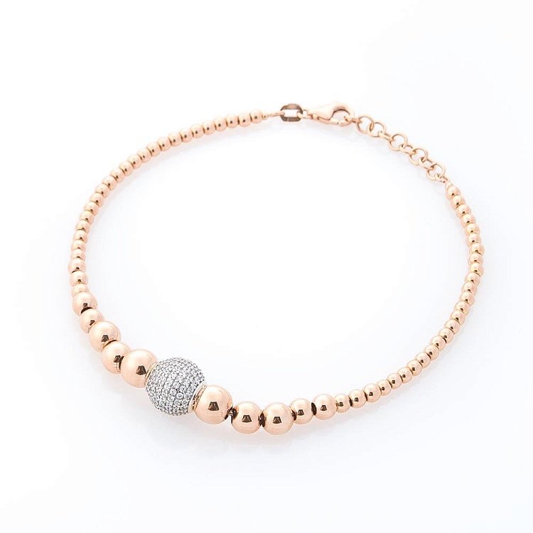 Золотой браслет с шариками (фианиты) б03587 от ювелирного магазина Оникс