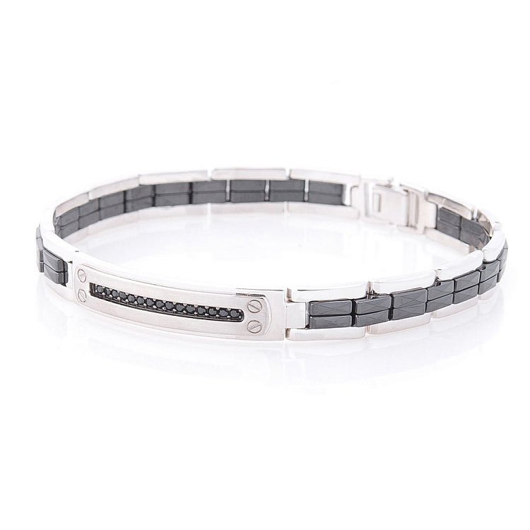 Золотой браслет (керамика, фианит) б04050 от ювелирного магазина Оникс