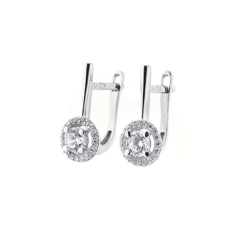 Золотые серьги с фианитами с04149 от ювелирного магазина Оникс - 1