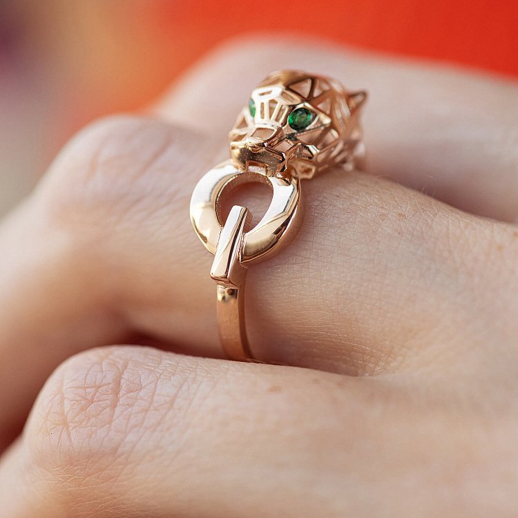 Кольцо "Пантера" в красном золоте (фианиты) к07610 от ювелирного магазина Оникс - 5