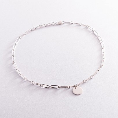 Серебряное колье "Цепочка с монетой" (возможна гравировка) 181186 №9