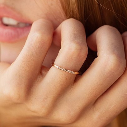 Каблучка "Astrid" у червоному золоті (фіаніти) к07568 №6