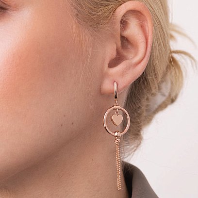 Золоті сережки "Сердечка" з ланцюжками с07839 №3