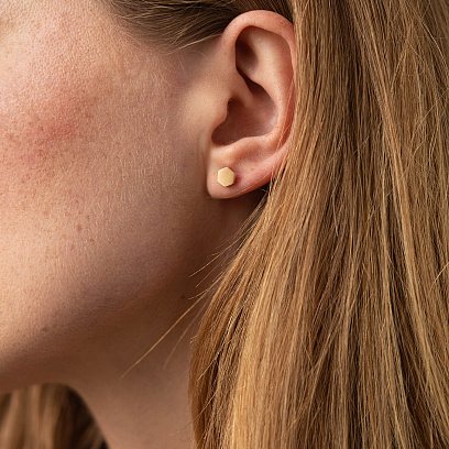 Серьги - пусеты "Шестиугольники" с красного золота с06043 №2