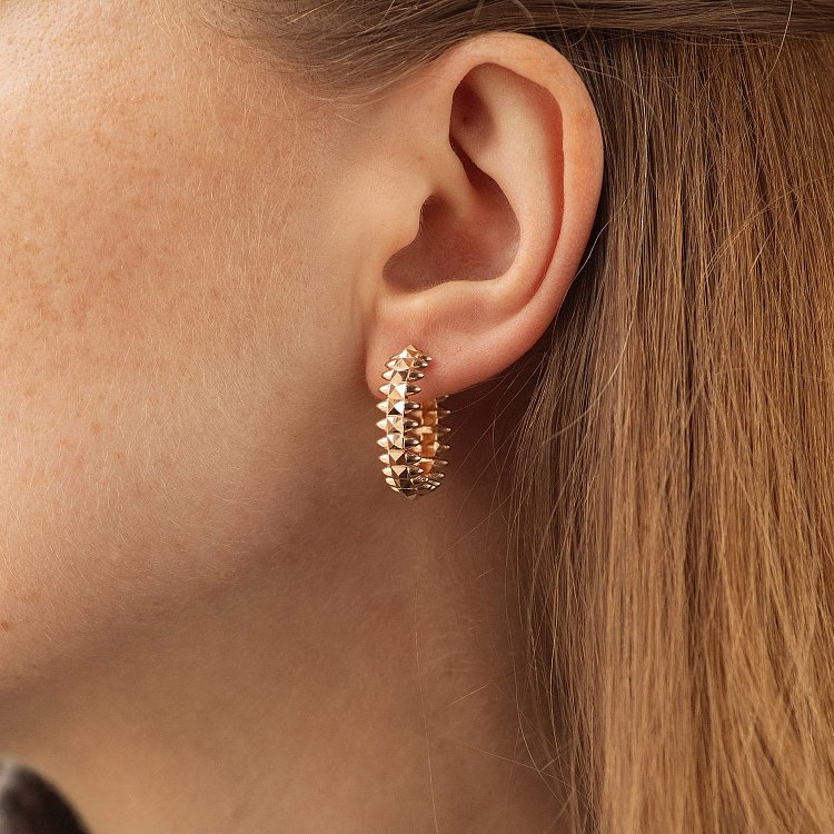 Серьги - кольца в красном золоте с08551 от ювелирного магазина Оникс - 2