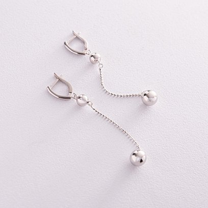 Срібні висячі сережки з кульками 123261 №5