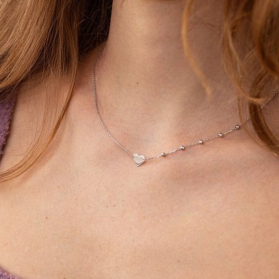 Кольє "Сердечко" у білому золоті кол02352 №4