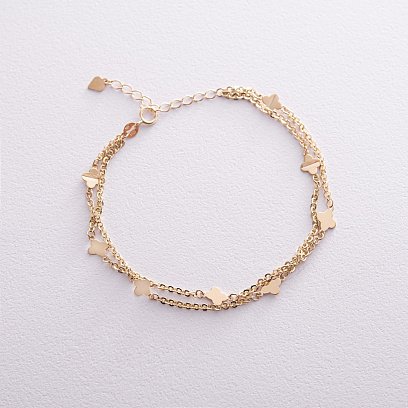 Подвійний браслет "Конюшина" в жовтому золоті б05198 №3