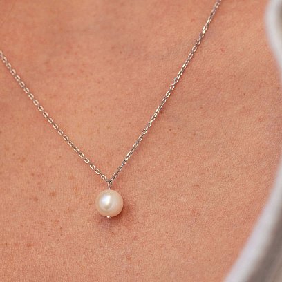 Кольє з перлиною (біле золото) кол02400 №9