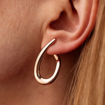 Сережки "Крапельки" у червоному золоті с07404 №3