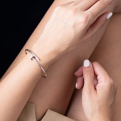 Золотий браслет "Цвях" з фіанітами б02096 №2