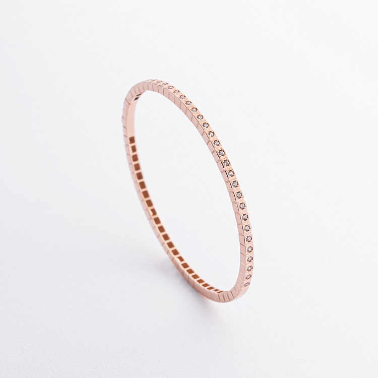 Жесткий золотой браслет "Кубики" (фианиты) б05611 от ювелирного магазина Оникс