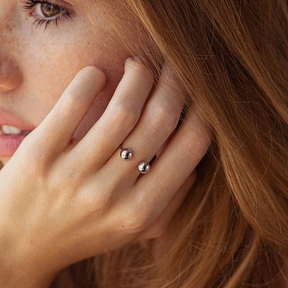 Кольцо "Шарики" в белом золоте к07508 №4