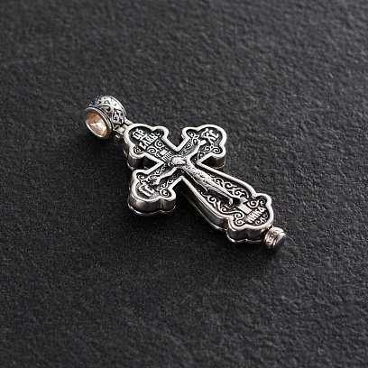Серебряный Крестик - Мощевик с распятием 131677 №2