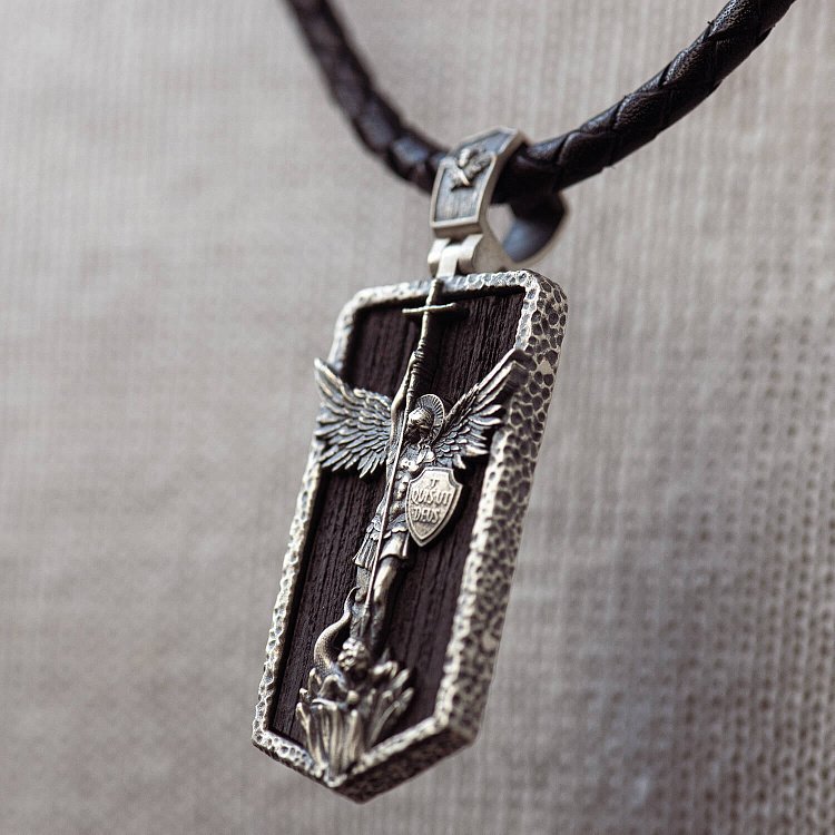 Срібний кулон "Архангел Михаїл" з ебеновим деревом 1265 від ювелірного магазину Онікс - 3