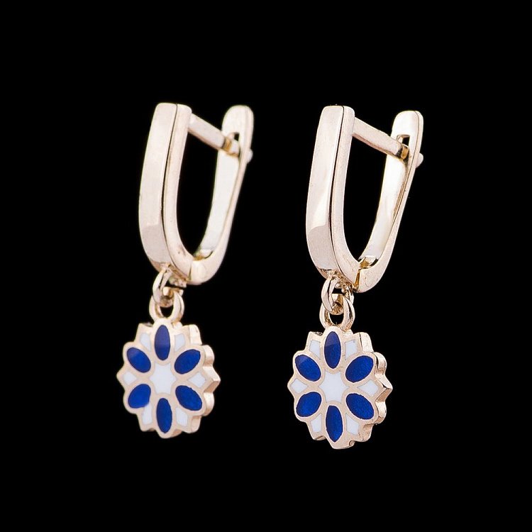 Детские золотые серьги "Цветочек" с04797с от ювелирного магазина Оникс - 1