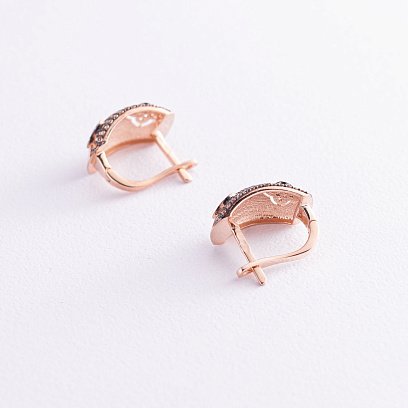 Золоті сережки "Конюшина" (фіаніти) с06740 №4