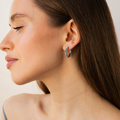 Серьги - кольца в белом золоте с09331 №5