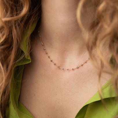 Кольє "Кульки" у трьох кольорах золота кол02330 №6