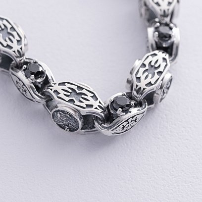 Чоловічий срібний браслет "Врятуй і Збережи" з фіанітами 1000б №5