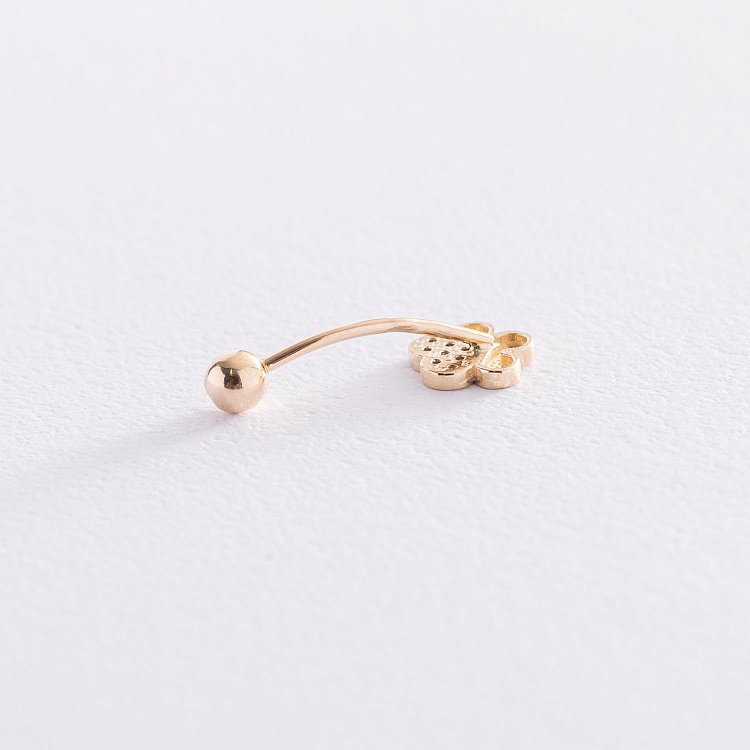 Золотой пирсинг в пупок "Цветочек" с фианитами пир00250 от ювелирного магазина Оникс - 1