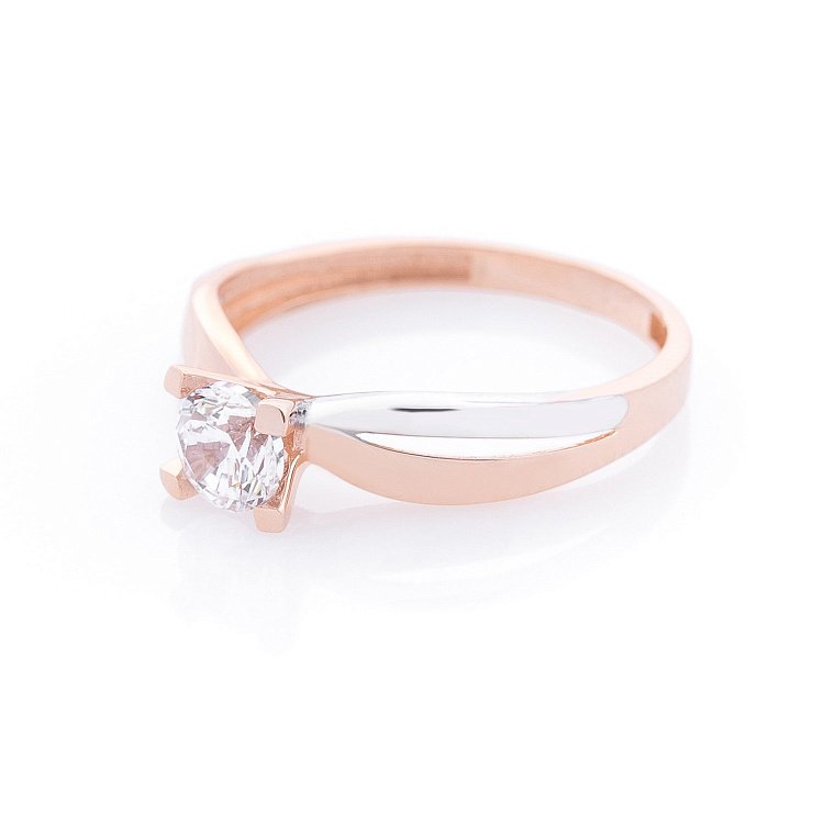 Золотое помолвочное кольцо с фианитом к03343 от ювелирного магазина Оникс