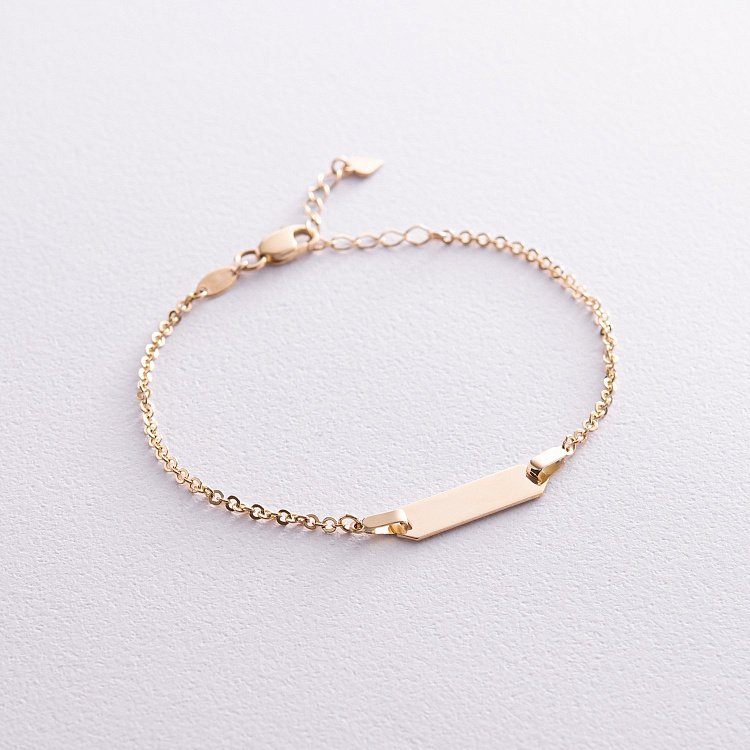 Браслет в желтом золоте (возможна гравировка) б05202 от ювелирного магазина Оникс