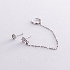 Асиметричні срібні сережки - пусети з фіанітами (сережки - каффа) 902-00898 от ювелирного магазина Оникс - 5