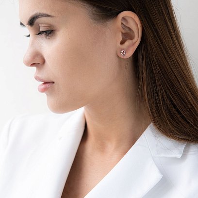 Сережки - клаймбери "Сердечки" в сріблі 122902 №3