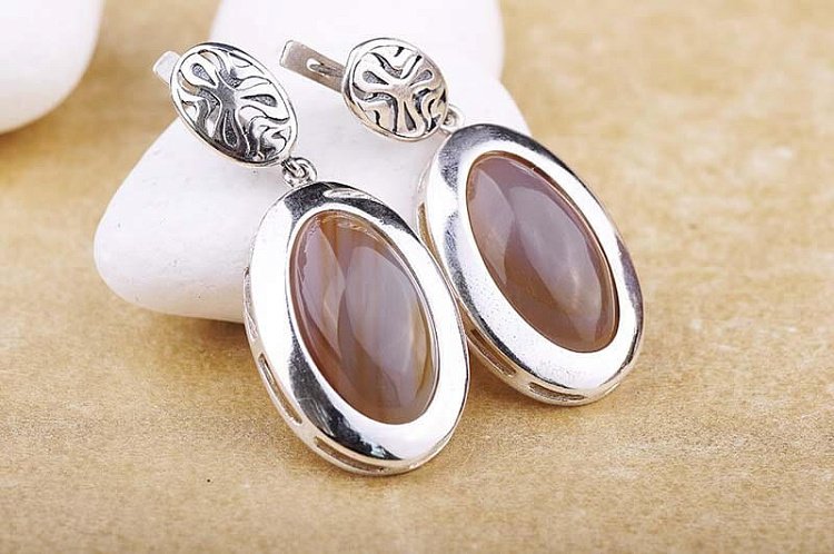 Серьги (агат) 12919 - 2 Серьги (агат) 12919 от ювелирного магазина Оникс - 2