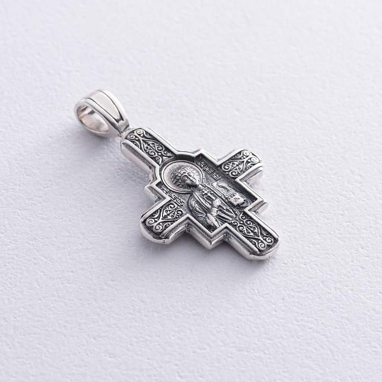 Серебряный православный крестик " Господь Вседержитель. Великомученик Пантелеимон Целитель" 131922 от ювелирного магазина Оникс - 6
